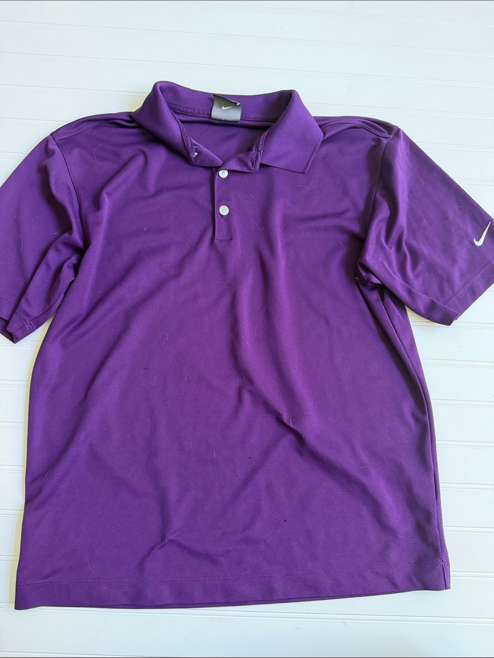 (342)Nike Men’s Purple Polo Shirt with White Buttons